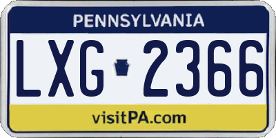 PA license plate LXG2366