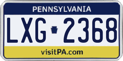 PA license plate LXG2368