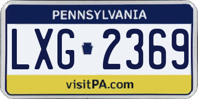 PA license plate LXG2369