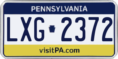 PA license plate LXG2372