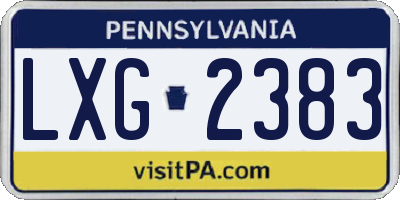 PA license plate LXG2383