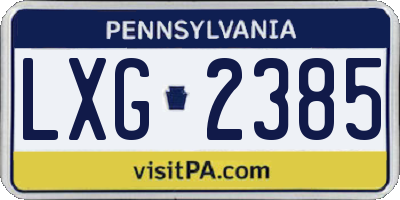 PA license plate LXG2385