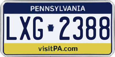 PA license plate LXG2388