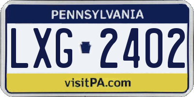 PA license plate LXG2402