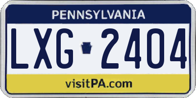 PA license plate LXG2404