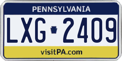 PA license plate LXG2409