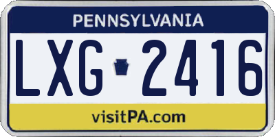 PA license plate LXG2416
