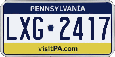 PA license plate LXG2417