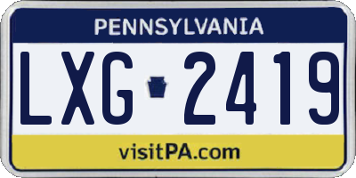 PA license plate LXG2419