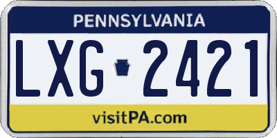 PA license plate LXG2421