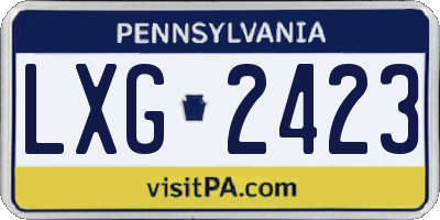 PA license plate LXG2423