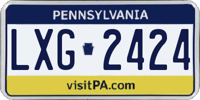 PA license plate LXG2424