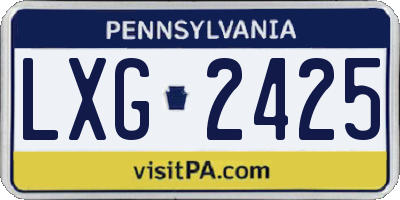 PA license plate LXG2425