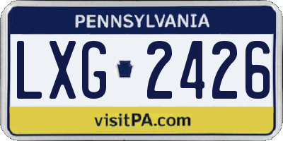 PA license plate LXG2426