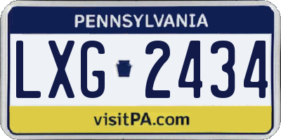 PA license plate LXG2434