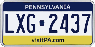 PA license plate LXG2437