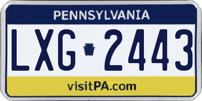 PA license plate LXG2443