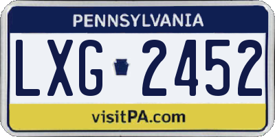 PA license plate LXG2452