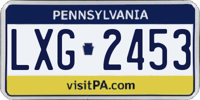 PA license plate LXG2453