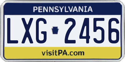 PA license plate LXG2456