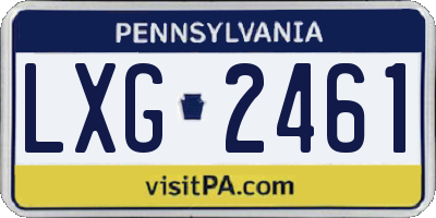 PA license plate LXG2461
