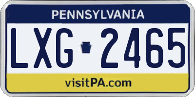 PA license plate LXG2465