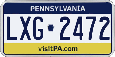 PA license plate LXG2472