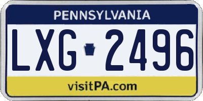 PA license plate LXG2496