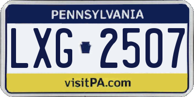 PA license plate LXG2507