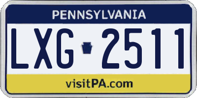 PA license plate LXG2511