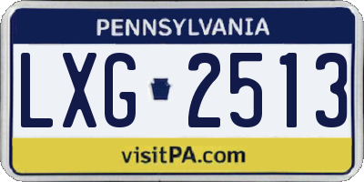 PA license plate LXG2513