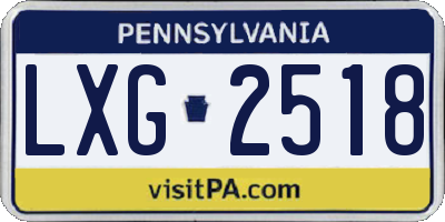 PA license plate LXG2518