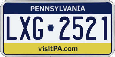 PA license plate LXG2521