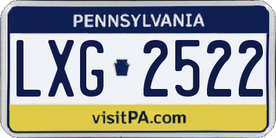 PA license plate LXG2522