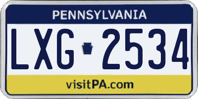 PA license plate LXG2534