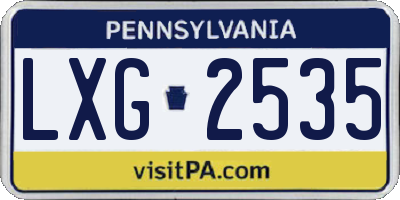 PA license plate LXG2535