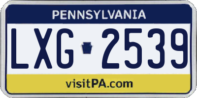 PA license plate LXG2539