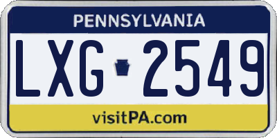 PA license plate LXG2549