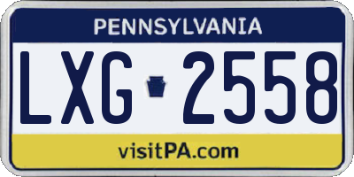 PA license plate LXG2558