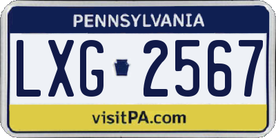 PA license plate LXG2567