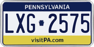 PA license plate LXG2575