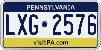 PA license plate LXG2576