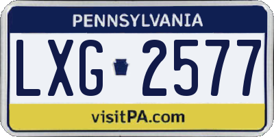 PA license plate LXG2577