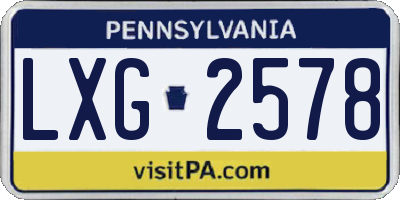 PA license plate LXG2578