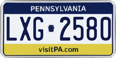 PA license plate LXG2580