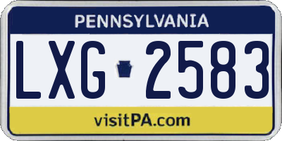 PA license plate LXG2583
