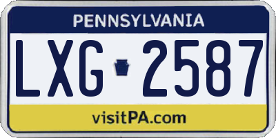 PA license plate LXG2587
