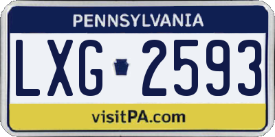 PA license plate LXG2593