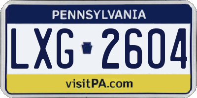 PA license plate LXG2604