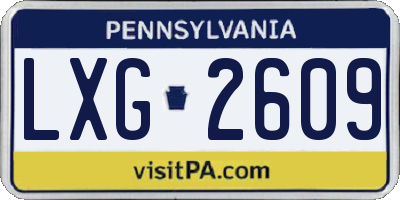 PA license plate LXG2609